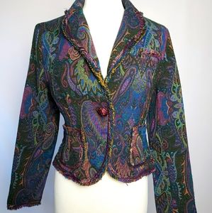 The Limited Brocade Multicolor Wool Blazer